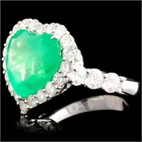 7.70ct Emerald & 2.24ctw Diamond Ring in 18K Gold