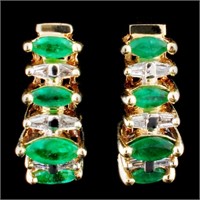 14K Gold Earrings with .46ct Emerald & .22ctw Diam