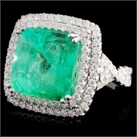 10.43ct Emerald & 1.36ct Diamond Ring