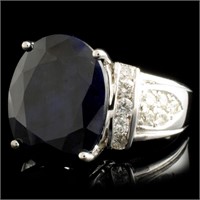 13.50ct Sapphire & 0.75ctw Diam Ring in 14K Gold