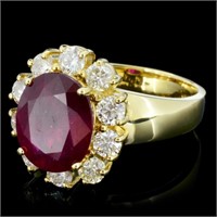 6ct Ruby & 1ctw Diamond Ring in 14K Gold