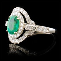 0.93ct Emerald & 0.82ctw Diamond Ring in 18k WG