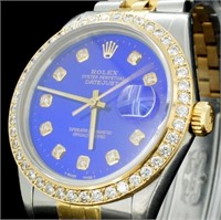 Diamond 36MM Rolex DateJust Watch in YG/SS