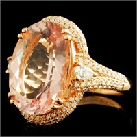 8.34ct Morganite & 0.70ctw Diam Ring in 14K Gold