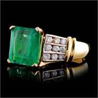 14K Gold Ring: 4.65ct Emerald, 0.63ct Diam