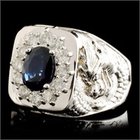 2ct Sapphire & 0.9ctw Diamond 14K Gold Ring