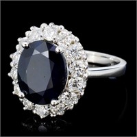 5ct Sapphire & 1.20ctw Diamond 14K Gold Ring