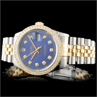 Diamond 36MM Rolex DateJust Watch in YG/SS