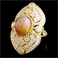 14K Gold Opal Ring with 2.85ct Diamonds