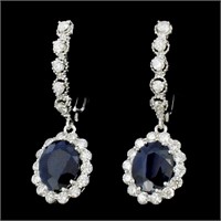 Sapphire & Diam Earrings: 14K Gold, 4.00ct & 1.30c