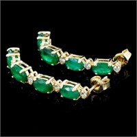 5.00ct Emerald & 0.35ctw Diam Earrings in 14K Gold