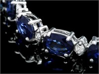 15ct Sapphire & 0.5ct Diam Bracelet in 14k Gold