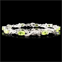 14K Gold Bracelet with 4.60ct Peridot & 0.31ctw Di