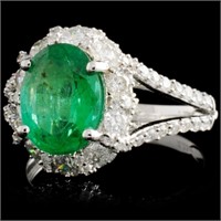 2.25ct Emerald & 1.17ctw Diam Ring in 18K WG
