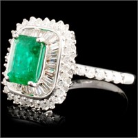 18K Gold Ring w/ 1ct Emerald & 0.72ct Diamonds