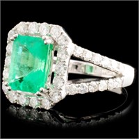 1.97ct Emerald & 1.19ctw Diamond Ring in 18K Gold