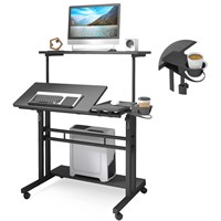 Panta Mobile Standing Desk, Adjustable Rolling Com