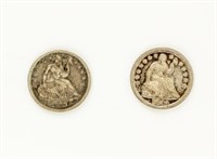 Coin 2 Seated Liberty 1/2 Dimes 1838 & 1845