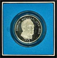 Coin 1974 20 Balboas Silver Proof Panama Coin