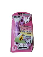 3 Pack Six Blade Disposable Razor For Women