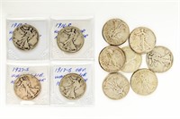 Coin 11 Walking Liberty Half Dollars-G-XF
