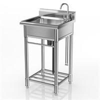 Stainless Steel Utility Sink Free Standing Single