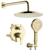 Lavatrum Brushed Gold Shower Faucet Set, Wall Moun