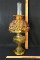 VINTAGE ALADDIN AMBER GLASS HURRICANE LAMP