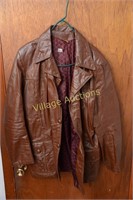 1970's LEATHER JACKET WITH RED LINING