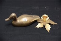 BRASS DUCK, CANDLE HOLDER