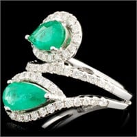 18K Gold Ring w/ 1.80ct Emerald & 0.76ctw Diam