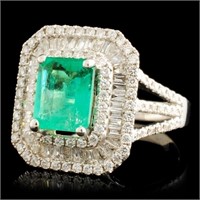 18K Gold Ring: 1.36ct Emerald, 1.10ctw Diamond