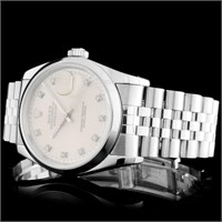 36mm Silver Diamond Rolex DateJust Watch SS