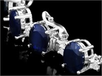 Sapphire & Diam Bracelet: 40.00ct & 1.50ct 14k Gol