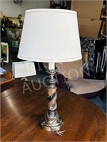 wood & brass table lamp