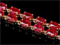31ct Ruby & 0.30ct Diamond Bracelet in 14k Gold
