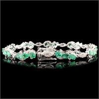 14K Gold Bracelet: 4.21ct Emerald, 1.20ctw Diamond