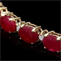 Ruby and Diamond Bracelet: 12ct Gems on 14k Gold