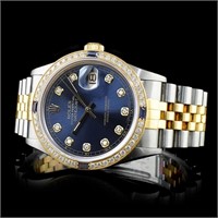 Diamond 36mm Rolex DateJust Watch in 18K/SS