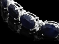 Sapphire & Diam Bracelet: 40.00ct & 1.50ct 14k Gol