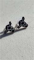 Cow Print Skull Earrings