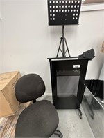 Lecture Stand, Music Tray on Tripod Stand, Chair