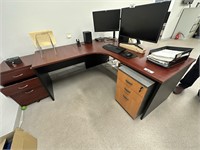 2 L Shaped Desks, 2 Pedestals & Chair