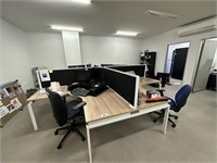 Timber Top 4 Person Workstation with Partitioning