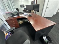 4 Executive Desks, Credenza, Book Shelf, 4 Chairs