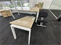 Timber Top L Shaped Desk with Ergonomic Chair