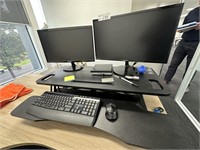HP i5 Computer with Twin Monitors, Elevating Desk