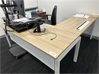 L Shaped Desk with Book Shelf, Pedestal, Chair