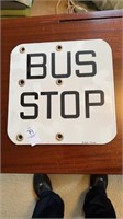 Double sided enamel bus stop sign Burdick-Chicago