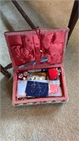 Sewing basket with supplies